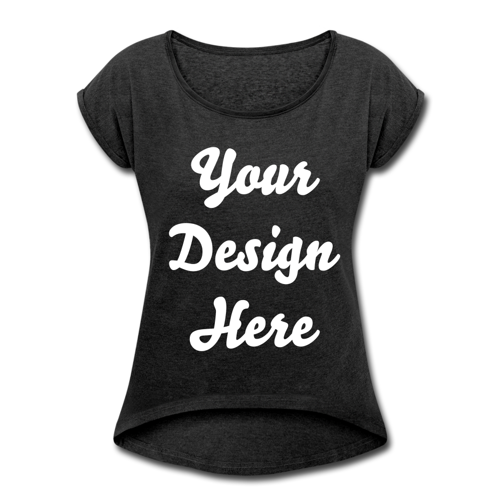 Women's Roll Cuff T-Shirt - heather black