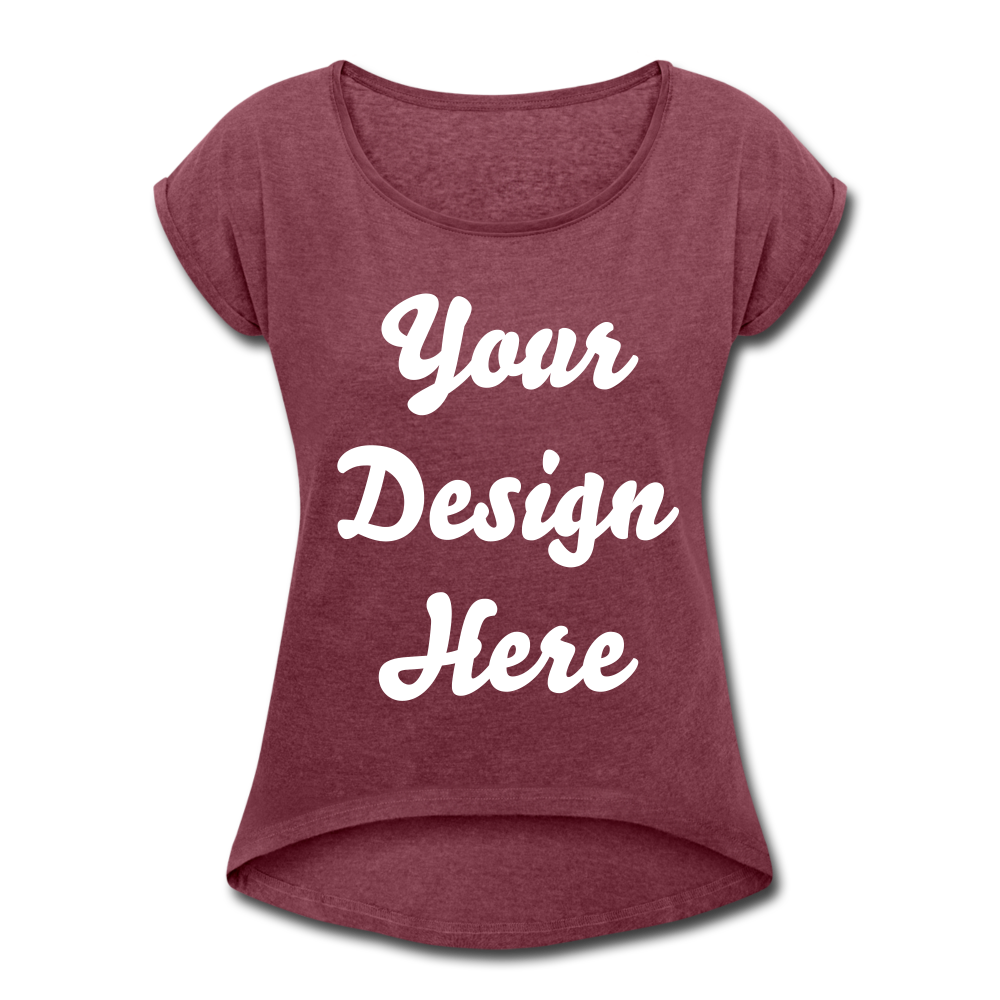 Women's Roll Cuff T-Shirt - heather burgundy