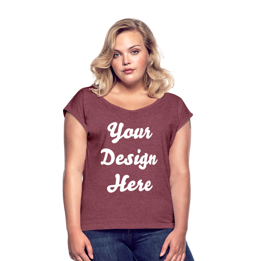 Women's Roll Cuff T-Shirt - heather burgundy