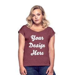 Women's Roll Cuff T-Shirt - heather burgundy