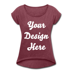 Women's Roll Cuff T-Shirt - heather burgundy