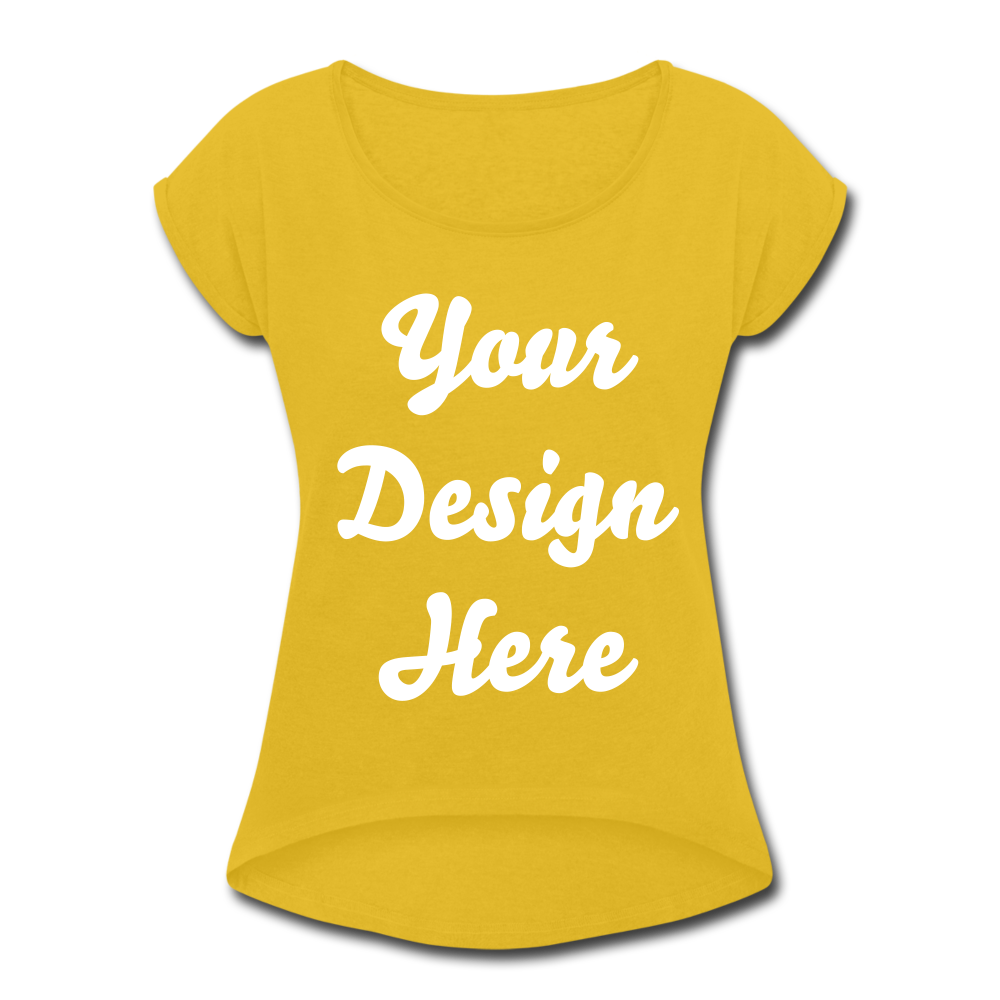 Women's Roll Cuff T-Shirt - mustard yellow