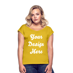 Women's Roll Cuff T-Shirt - mustard yellow