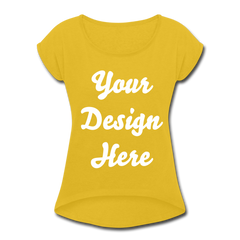 Women's Roll Cuff T-Shirt - mustard yellow